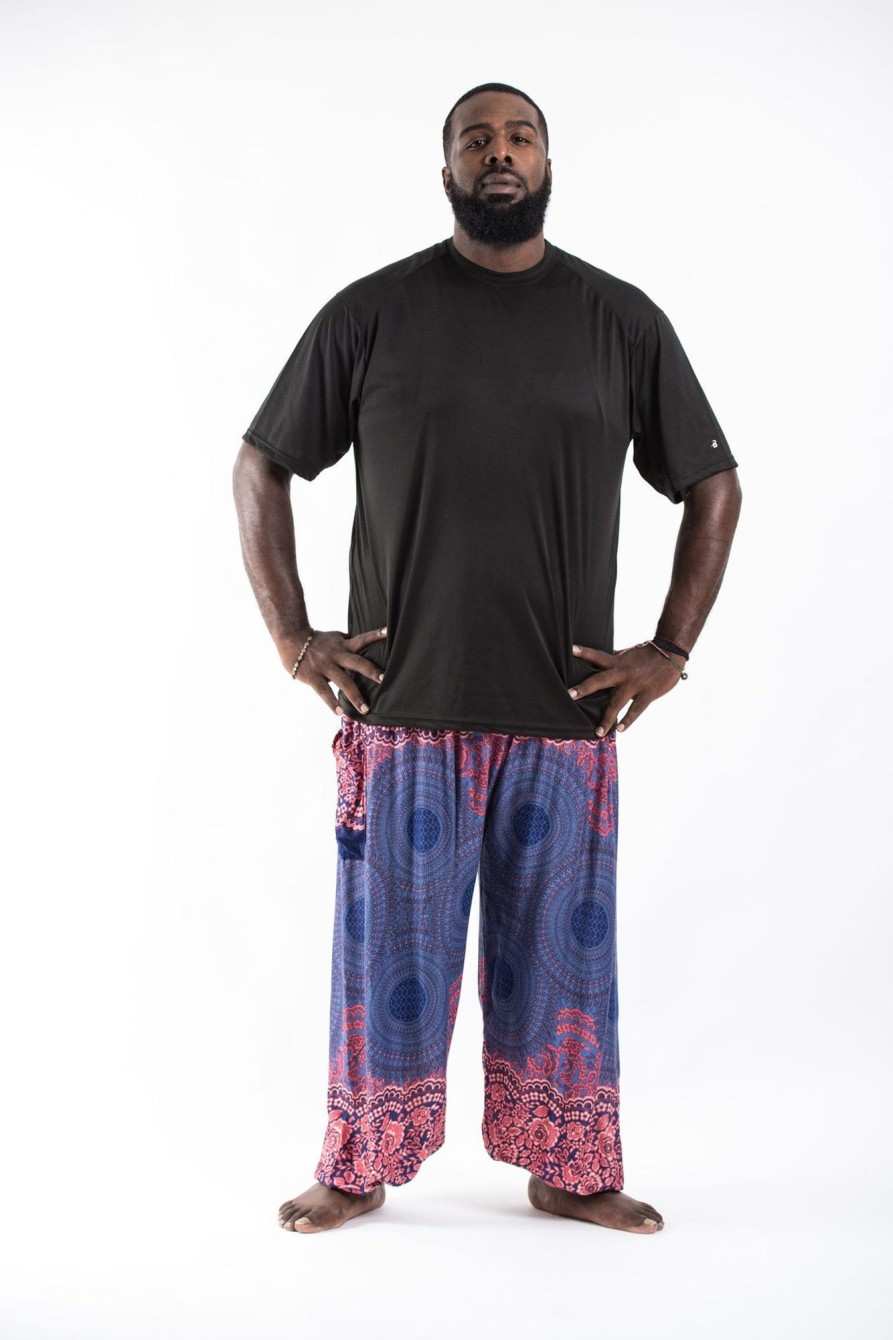 Men HaremPants | Plus Size Geometric Mandalas Men'S Harem Pants In Blue