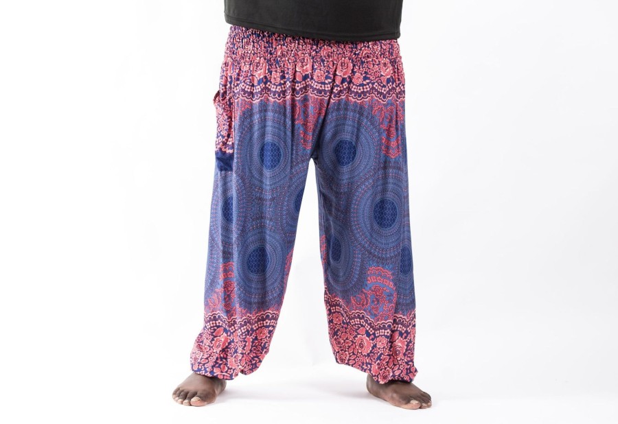 Men HaremPants | Plus Size Geometric Mandalas Men'S Harem Pants In Blue