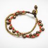 Accessories HaremPants | Brass Bell And Bead Double Strand Bracelets Red