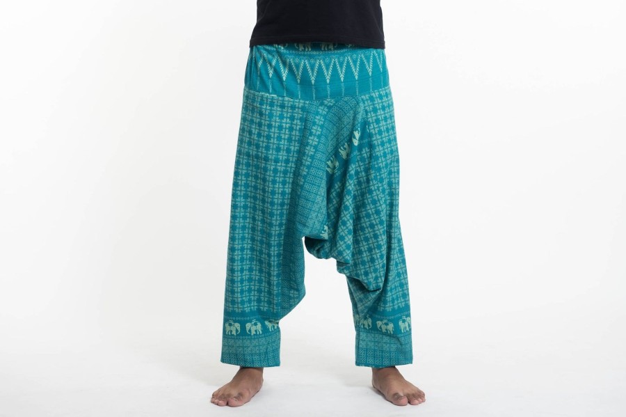 Men HaremPants | Hill Tribe Elephant Men'S Elephant Pants In Turquoise