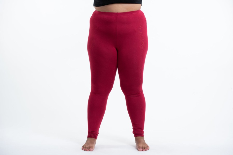 Plus Size HaremPants | Plus Size Solid Color Cotton Leggings In Red