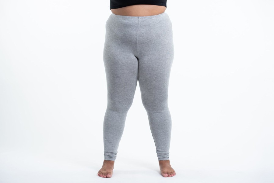 Plus Size HaremPants | Plus Size Solid Color Cotton Leggings In Gray