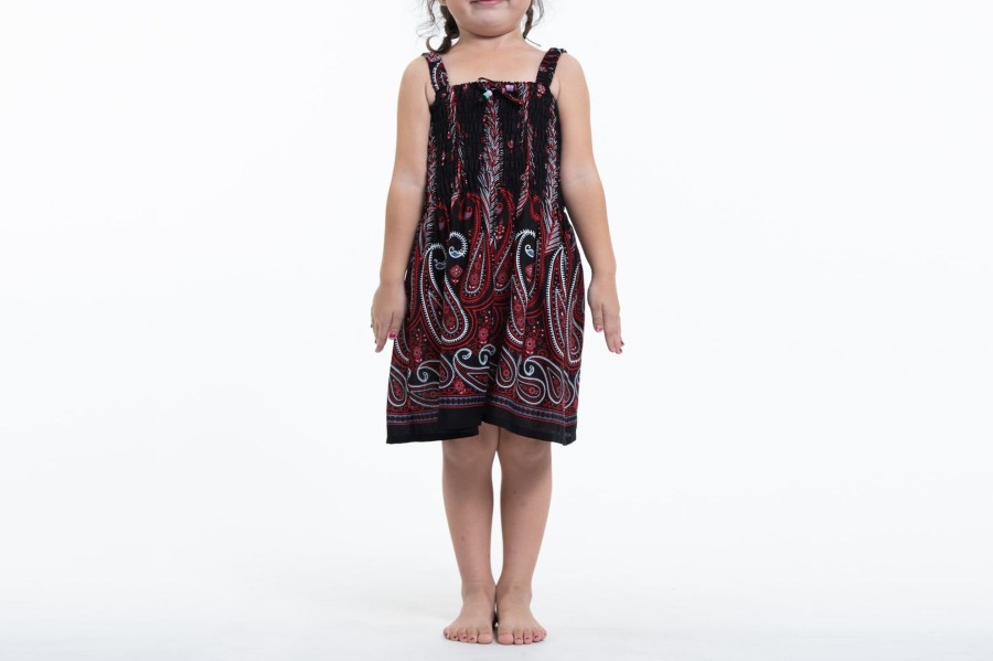 Kids HaremPants | Kids Paisley Feathers Smock Dress In Black