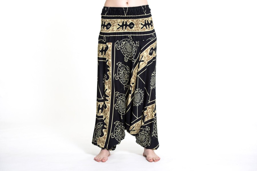 Women HaremPants | Turtle Print 2-In-1 Jumpsuit Harem Pants In Gold