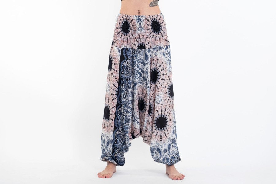 Women HaremPants | Paisley Mandalas 2-In-1 Jumpsuit Harem Pants In Silver Gray