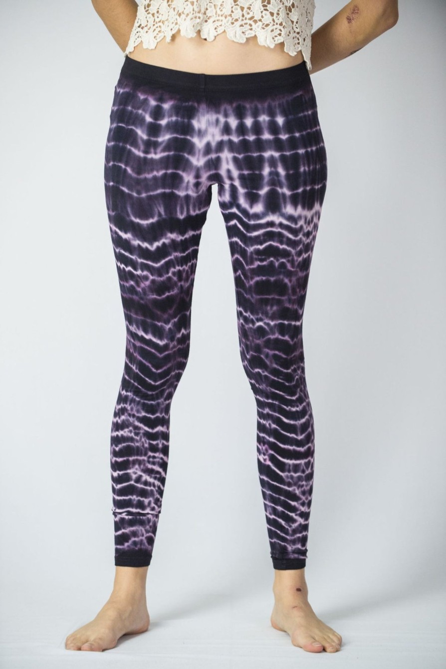 Women HaremPants | Melting Stripes Tie Dye Cotton Leggings In Dark Violet