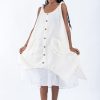 Women HaremPants | Crinkled Hill Tribe Cotton Tank Dress In Off White