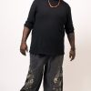 Plus Size HaremPants | Plus Size Stone Washed Patchwork Men Unisex Pants In Black