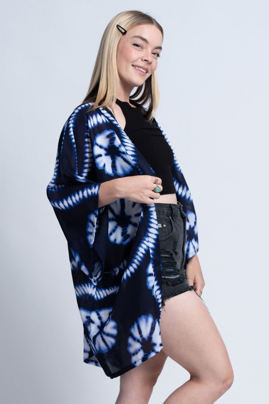 Women HaremPants | Tie Dye Kimono Cardigan In Indigo