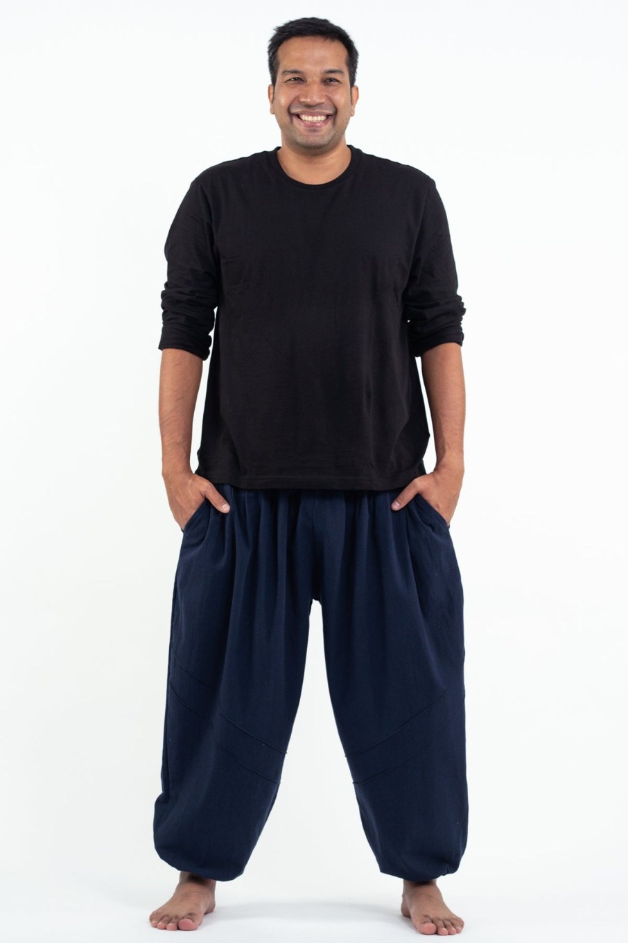 Men HaremPants | Plus Size Genie Men'S Cotton Harem Pants In Navy