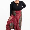 Women HaremPants | Plus Size Peacock Mandalas 2-In-1 Jumpsuit Harem Pants In Red