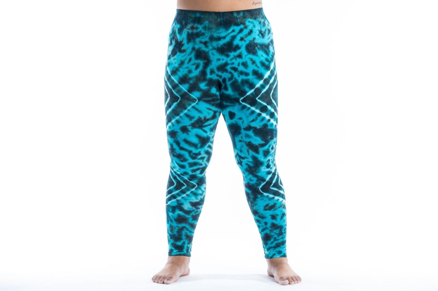 Plus Size HaremPants | Plus Size Diamond Tie Dye Cotton Leggings In Turquoise