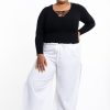 Women HaremPants | Plus Size Women'S Thai Harem Double Layers Palazzo Pants In Solid White