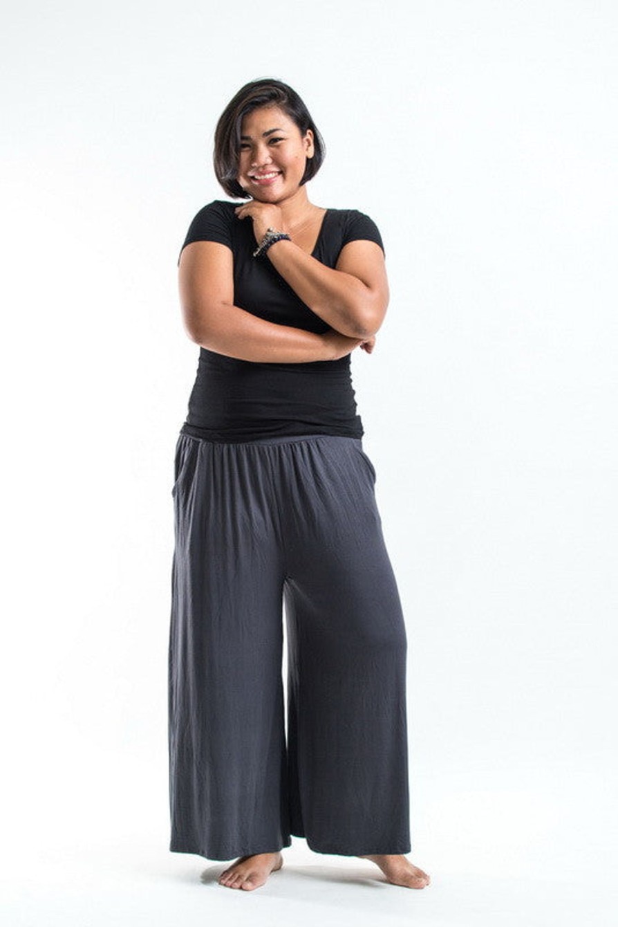 Plus Size HaremPants | Plus Size Wide Leg Palazzo Harem Pants Cotton Gray