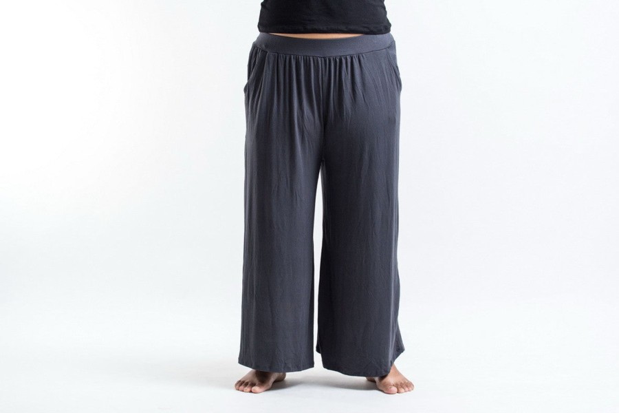 Plus Size HaremPants | Plus Size Wide Leg Palazzo Harem Pants Cotton Gray