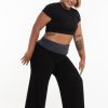 Plus Size HaremPants | Plus Size Wide Leg Palazzo Harem Pants Cotton Spandex In Solid Black