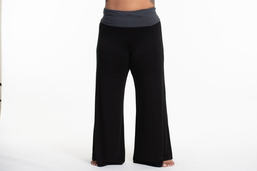 Plus Size HaremPants | Plus Size Wide Leg Palazzo Harem Pants Cotton Spandex In Solid Black