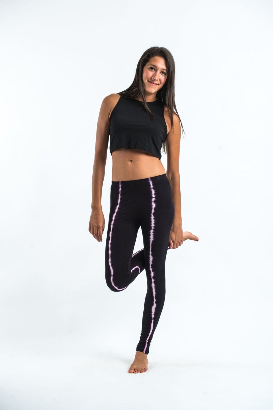 Women HaremPants | Black Tie Dye Cotton Leggings In Electra Pink Black/Pink