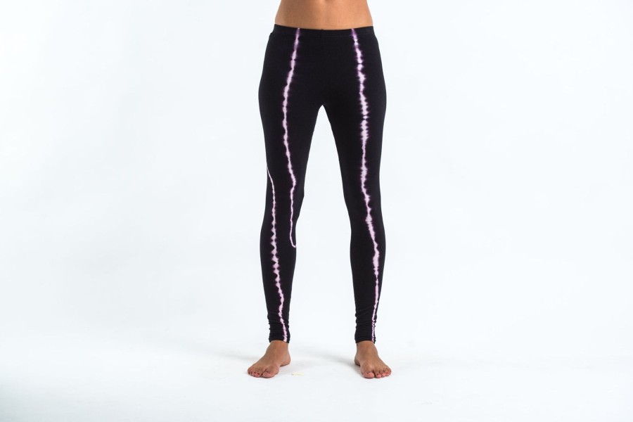 Women HaremPants | Black Tie Dye Cotton Leggings In Electra Pink Black/Pink