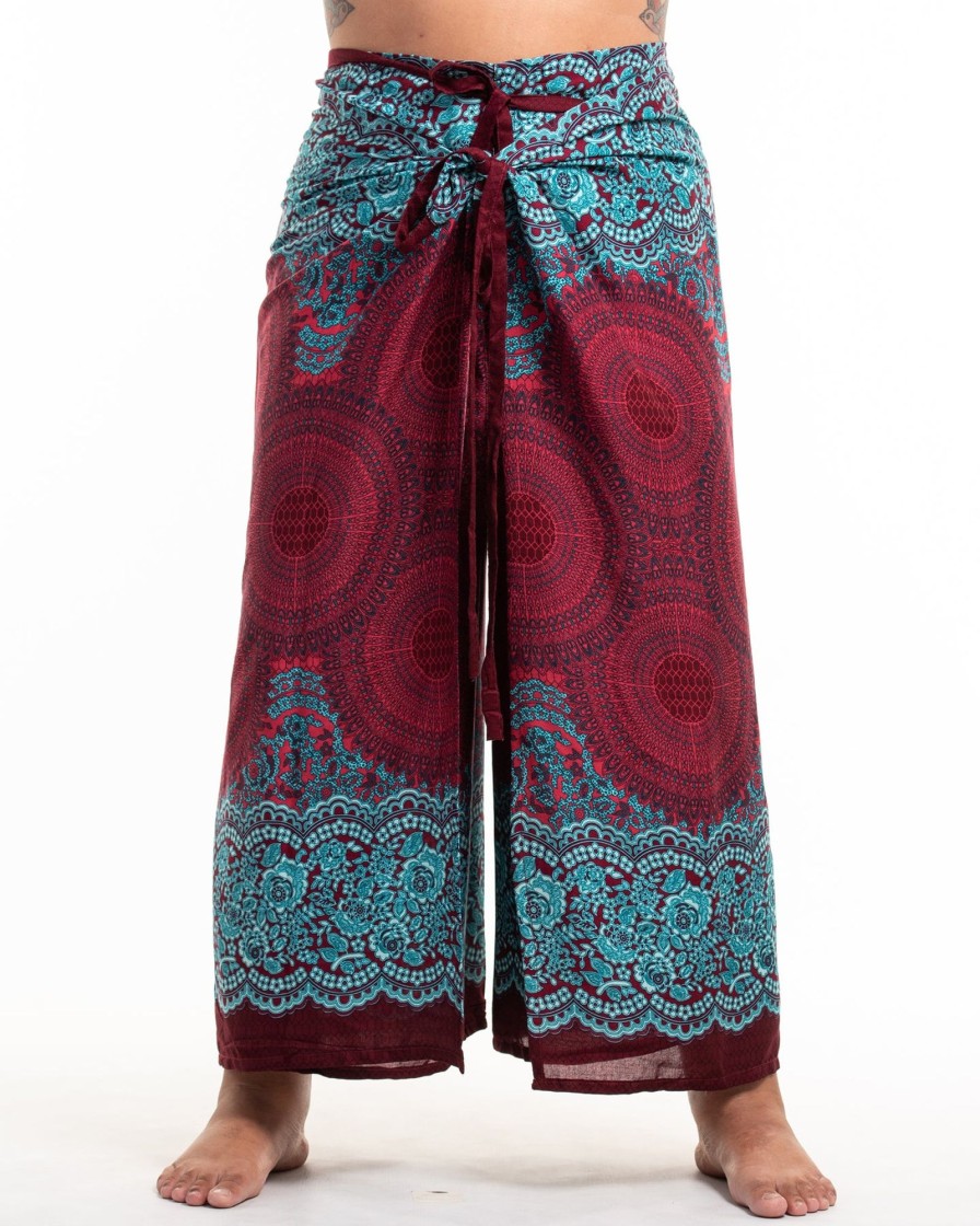 Women HaremPants | Plus Size Geometric Mandalas Wrap Palazzo Style Harem Pants In Red