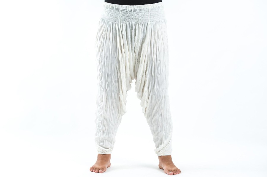 Women HaremPants | Plus Size Crinkled Cotton Harem Pants In White