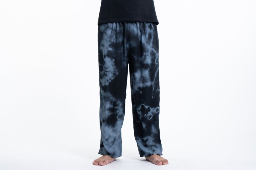 Men HaremPants | Tie Dye Drawstring Men'S Yoga Massage Pants In Black