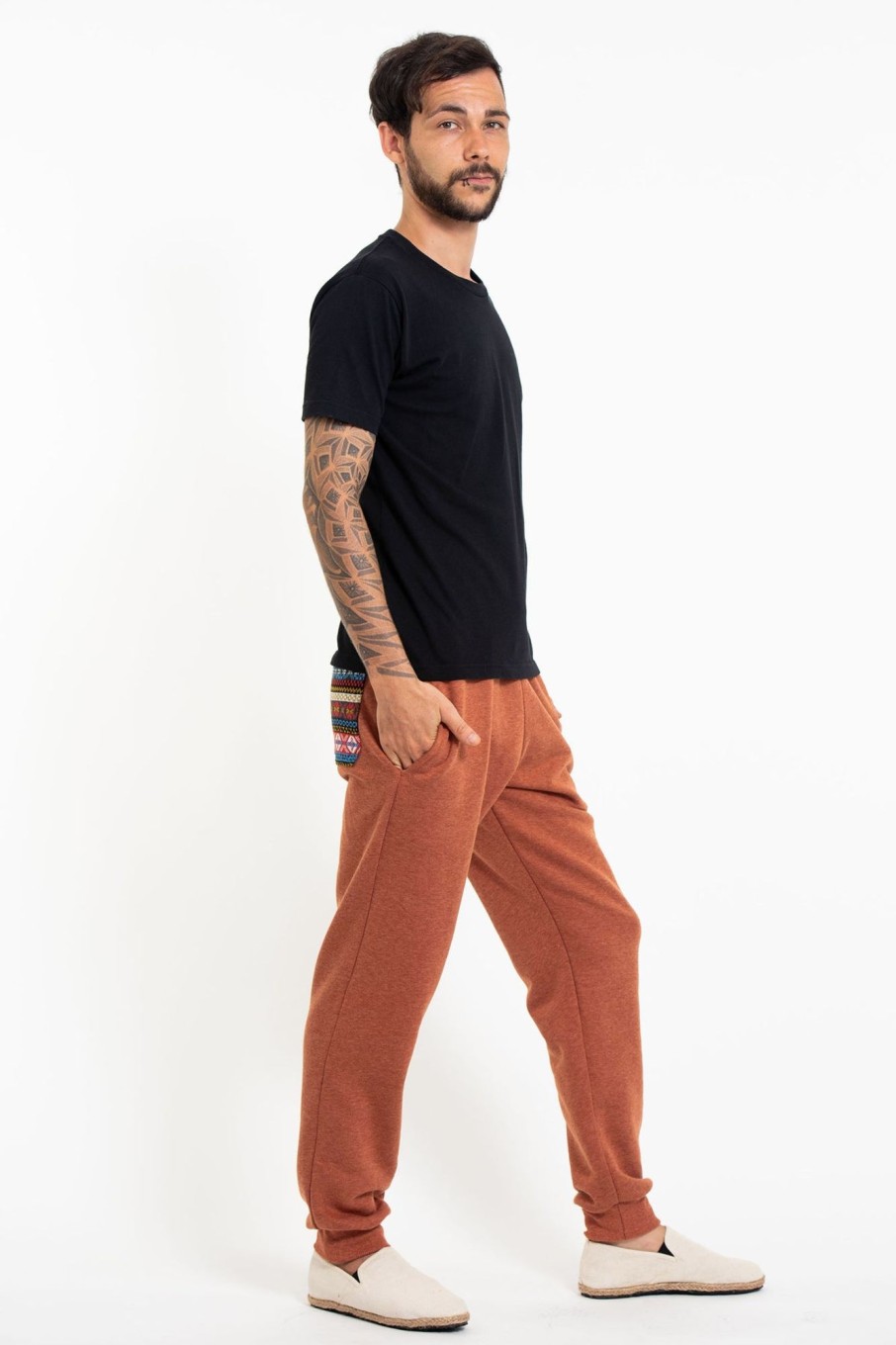 Men HaremPants | Men'S Terry Pants With Aztec Pockets In Orange