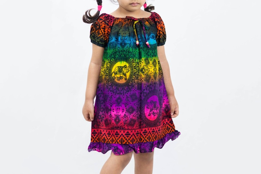 Kids HaremPants | Kids Rainbow Elephant Dress In Purple