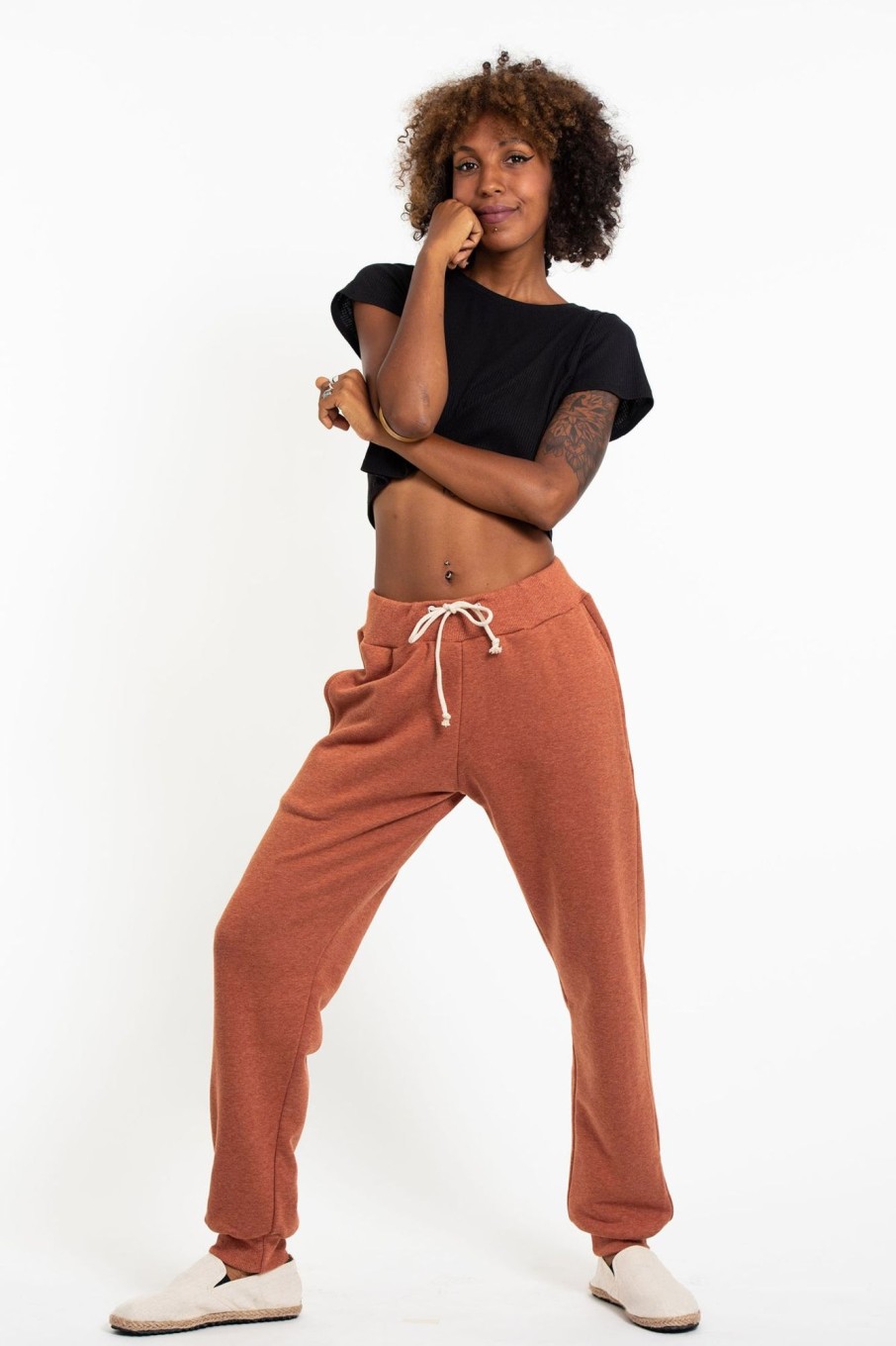 Women HaremPants | Women'S Terry Pants With Aztec Pockets In Orange