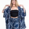 Plus Size HaremPants | Patchwork Paisley Kimono Cardigan In Navy