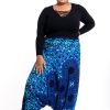 Women HaremPants | Plus Size Paisley Mandalas 2-In-1 Jumpsuit Harem Pants In Blue