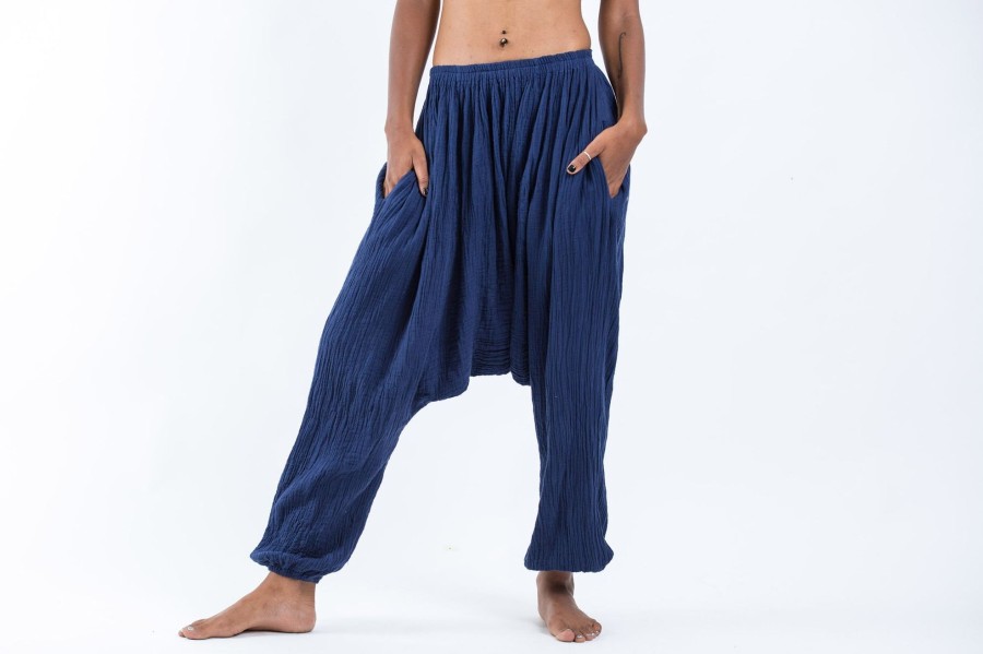 Women HaremPants | Women'S Crinkled Hill Tribe Cotton Harem Pants In Navy