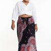 Women HaremPants | Plus Size Mandalas Handkerchief Midi Skirt In Black