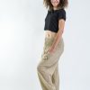 Women HaremPants | Women'S Thai Smocked Waist Cotton Pants In Tan