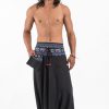 Men HaremPants | Pinstripe Cotton Low Cut Men'S Harem Pants With Elephant Trim In Black