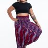 Plus Size HaremPants | Plus Size Paisley Feathers 2-In-1 Jumpsuit Harem Pants In Red