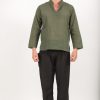 Men HaremPants | Mens Yoga Shirts Nehru Collared In Olive