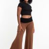 Women HaremPants | Wide Leg Palazzo Harem Pants Cotton Spandex In Solid Brown