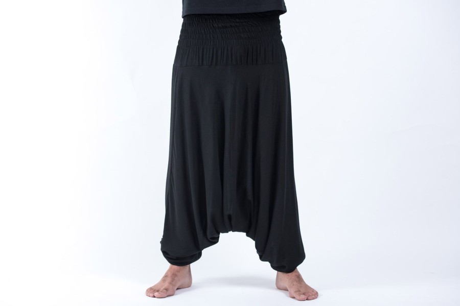 Men HaremPants | Solid Color Drop Crotch Men'S Harem Pants In Black