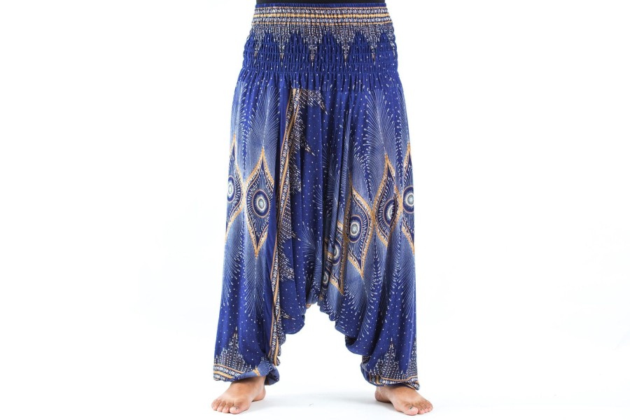 Women HaremPants | Plus Size Diamond Peacock 2-In-1 Jumpsuit Harem Pants In Blue