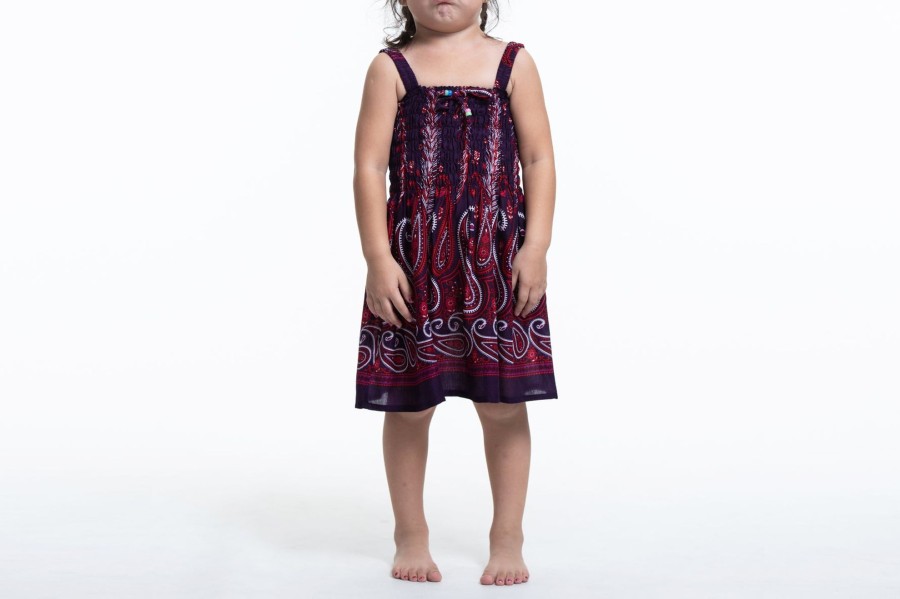 Kids HaremPants | Kids Paisley Feathers Smock Dress In Purple