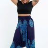 Women HaremPants | Plus Size Floral Vines 2-In-1 Jumpsuit Harem Pants In Blue