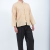 Men HaremPants | Mens Yoga Shirts Chinese Collared In Cream