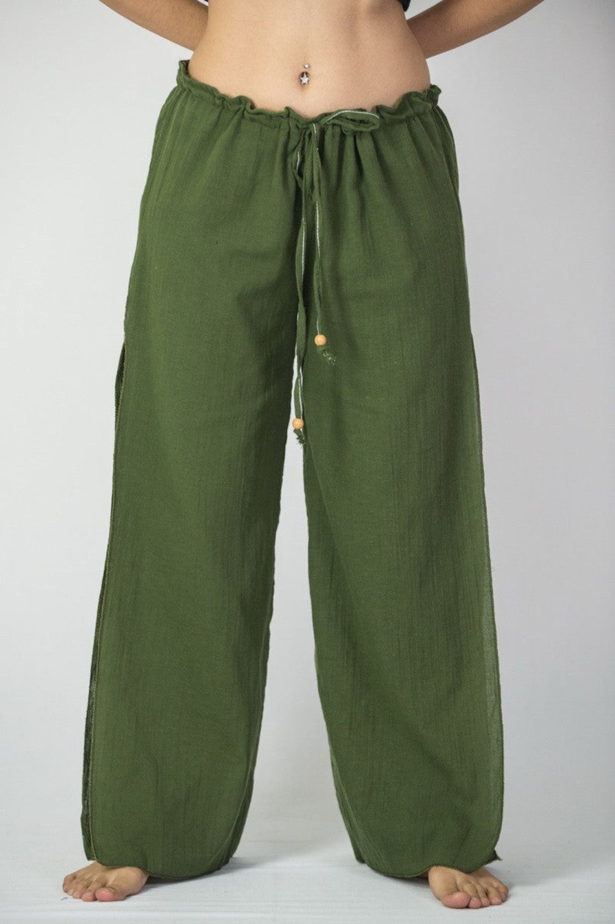 Women HaremPants | Women'S Thai Harem Double Layers Palazzo Pants In Solid Green