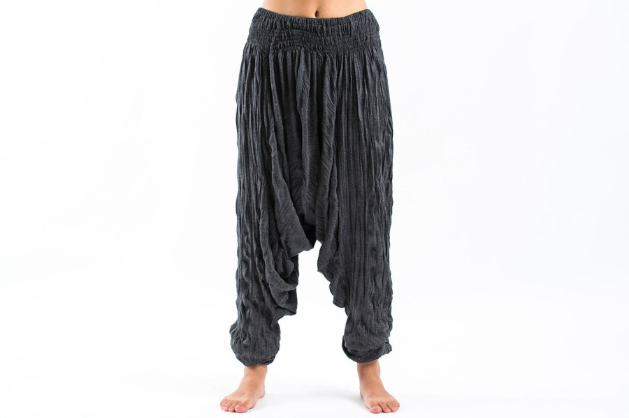 Women HaremPants | Crinkled Cotton Harem Pants In Black