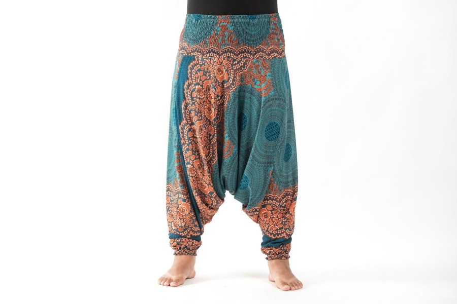 Women HaremPants | Plus Size Geometric Mandalas 2-In-1 Jumpsuit Harem Pants In Turquoise