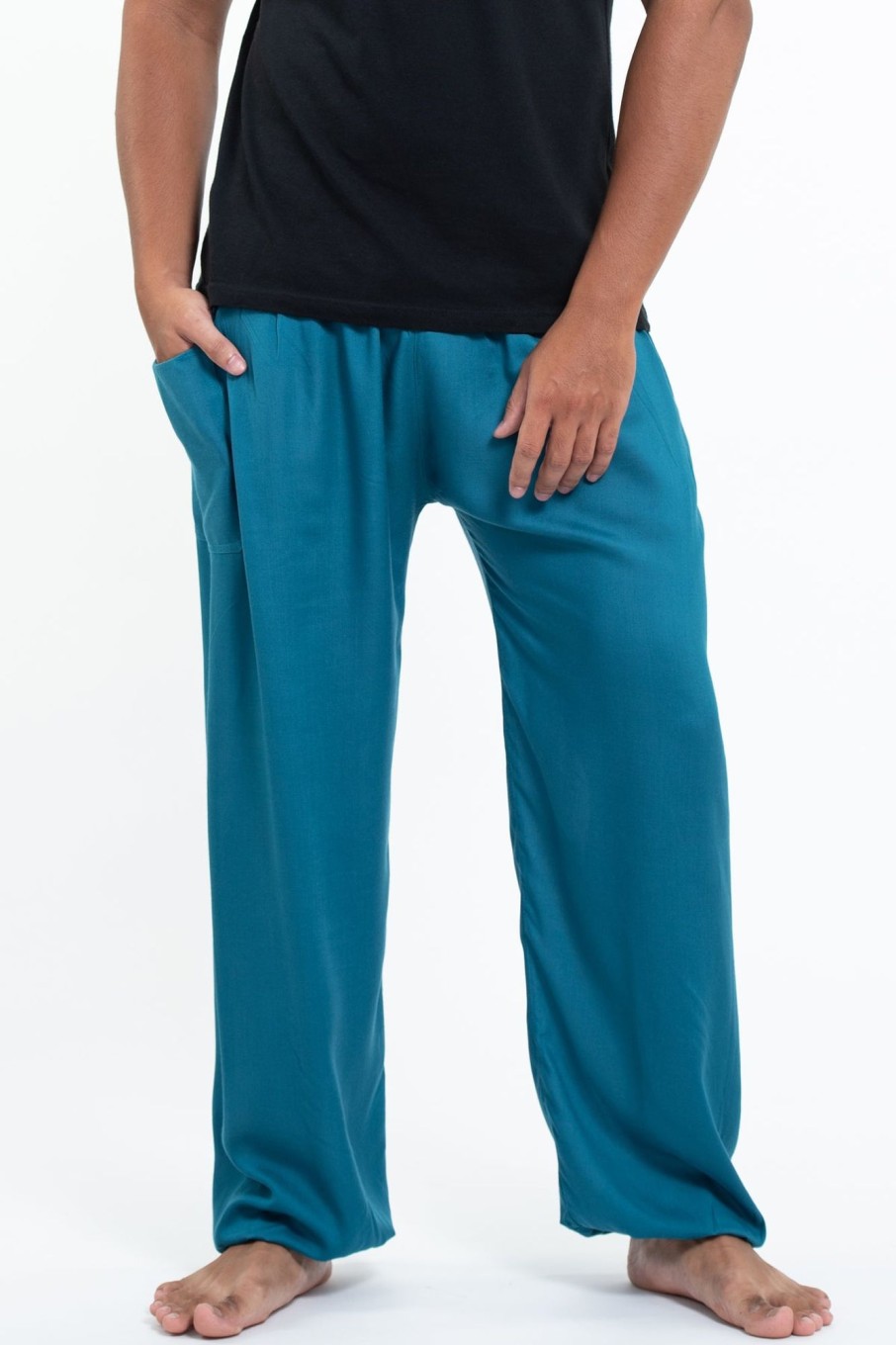 Men HaremPants | Solid Color Men'S Tall Harem Pants In Aqua Blue