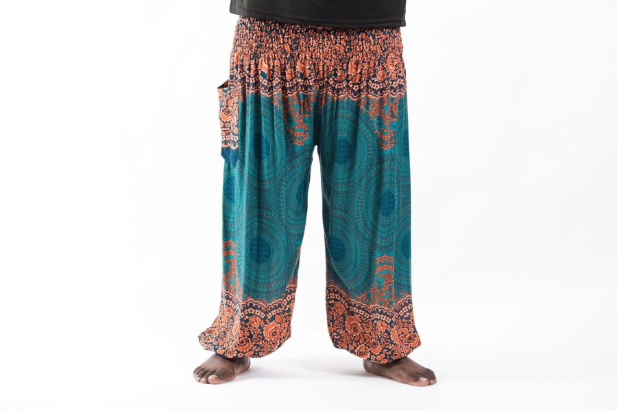 Plus Size HaremPants | Plus Size Geometric Mandalas Men'S Harem Pants In Turquoise