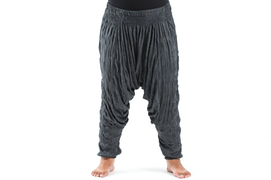 Plus Size HaremPants | Plus Size Crinkled Cotton Harem Pants In Black