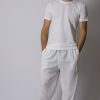 Men HaremPants | Solid Color Drawstring Men'S Yoga Massage Pants In White